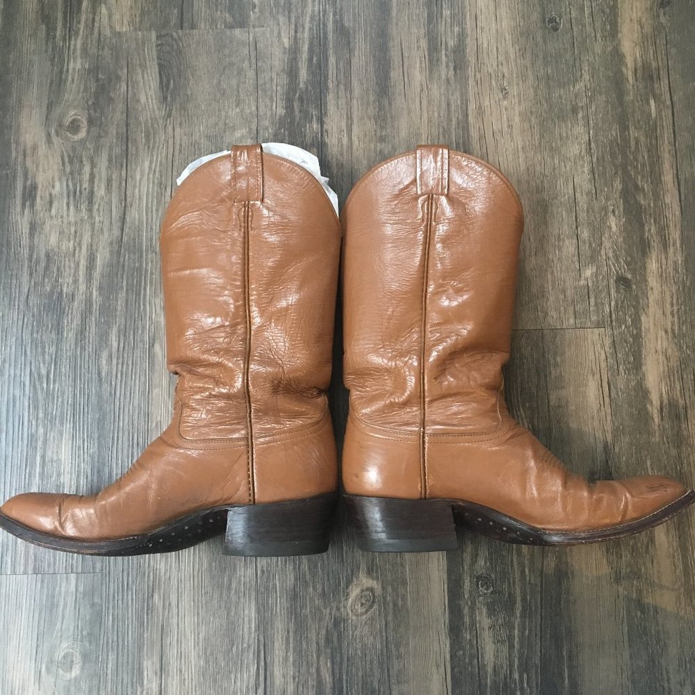 Vintage Laramie Brown Leather Cowbody Boots
